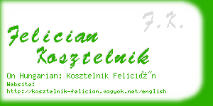 felician kosztelnik business card